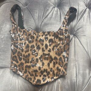 Edikted Animal Print Sequin Top
